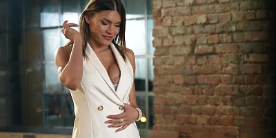 The cute blonde with long legs has a foot fetish