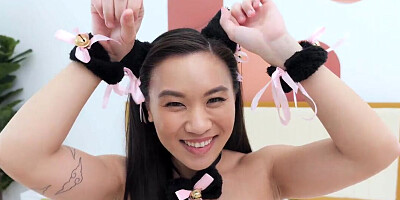 Asian cutie Kimmy Kimm prepares for his thick manhood by using toys