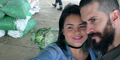 Curvy brunette is rubbed with oil and fingered by a partner