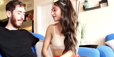 Edging his dick and not letting him cum till she wants