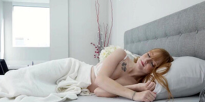 Petite ginger with a shaved pussy getting pounded