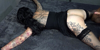 Tie up German Inked Mature get Fucked and Creampied from behind by Stranger