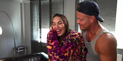 Exotic babe with a fat ass taking on two dicks in MFM