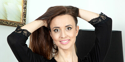 Cutie named Kamilla is using a toy to get herself off