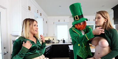 Two astonishing babes sharing a lucky man in this threesome