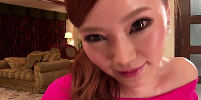 Brunettes from Japan go down on a big dick in a POV comp