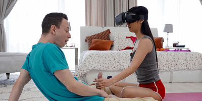 Busty Asian Emiri Momota gets horny in VR