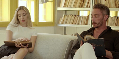 Reading together ends with the stunning Tory Sweety making love with passion