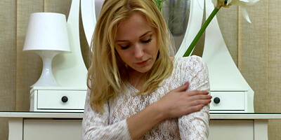 Cutie Aislin with big natural tits enjoys her pussy