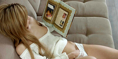 Little Sonya Sweet got bored and decided to fuck herself