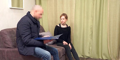 Petite teen is deepthroating before doggy style