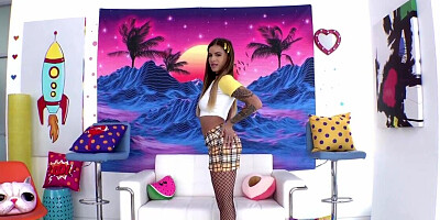 Wearing fishnets and preparing for the big dick