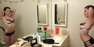 Little Jenna Reid tries masturbation in the bathroom