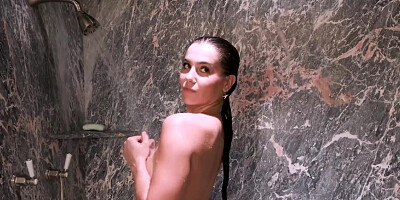 A dude sneaks in the shower and teases Kasey Warner