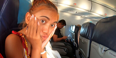Amateurs airplane travel and horny Thai girlfriend sex once in the hotel