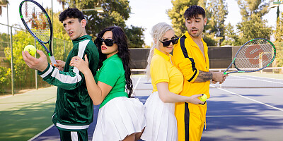 Tennis Game With Slut Stepmoms Leads To Foursome Fuckfest Orgy - Kenzie Taylor & Mona Azar - MomSwap