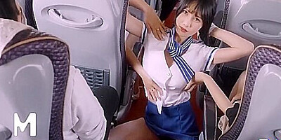 Huge Boobs Asian Slut Sharing Her First Gangbang Sex On The Bus