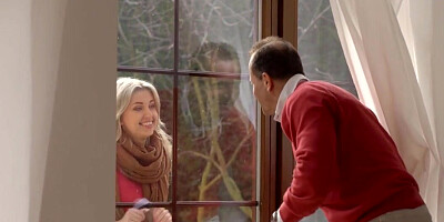Older man gets his dick sucked by a perverted blonde