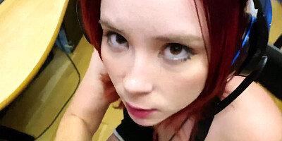 Lover Doggy Fuck and Facefuck Sexy Girl while She Plays Game on PC