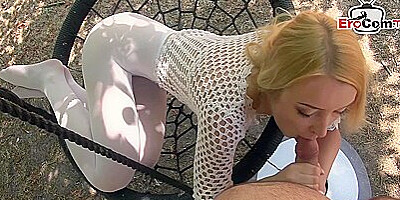 German Petite Blonde Teen In White Pantyhose Pov Fuck