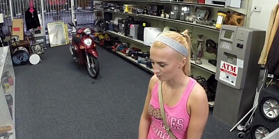 Nasty short bitch is selling her body at the pawn store