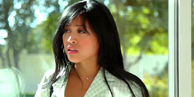 Asian stunner with curves aims to fuck that boss bitch