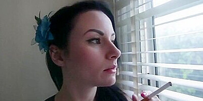 Brunette Smoking Blowjob And Swallows Cum
