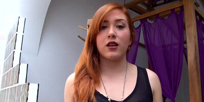 Cock-hungry redhead Catalina Colorado sucks a dick passionately