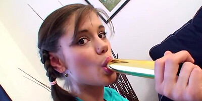 Pineapple girl is going to fuck herself with a toy