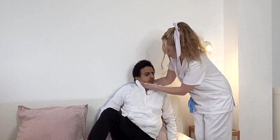 Russian nurse gives a b lowjob and gets eaten out too