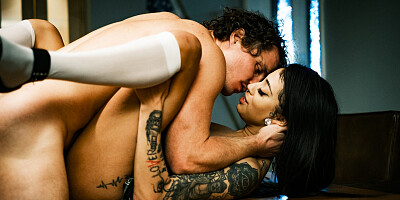 Nerdy brunette chick Nina Pink is fucked by a dirty professor