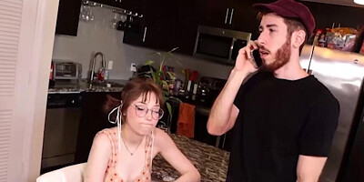 Adorable bracefaced teen is using her hands to make him cum