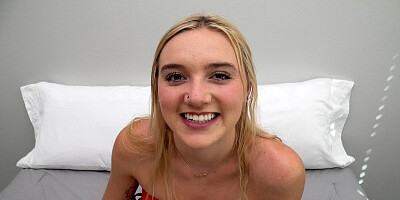 This blonde 18 yr old newbie is making her first amateur porn