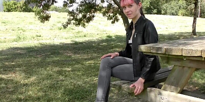 Redheaded teen with a slender body having her first porn