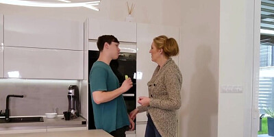 Mature blonde woman cheating on her hubby with a teen