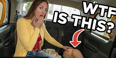 Fake Taxi Brunette babe finds a rubber vagina and offers up her real pussy for free