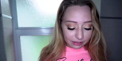 blowjob teen slut karah brooke sucks big dick in shower for cum