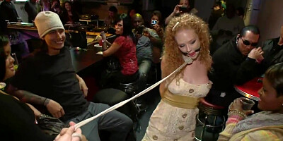 Skank Slave Taken To Public Bar And Given A Good Seeing