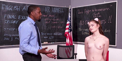 Black professor is choking and fucking a bratty student