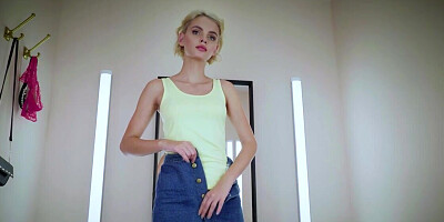 Athena Faris is wearing sexy lingerie and a small thong