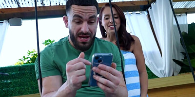 Slender hottie catches the stepbrother spying on her