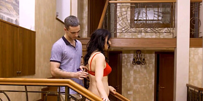 The perverted man gets his dick sucked by the stepmom