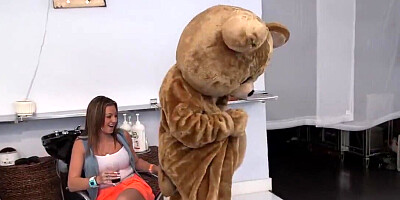 Dancing bear using his hard dick to entertain bitches