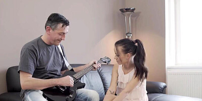 Romanian beauty loves the way he is playing the guitar