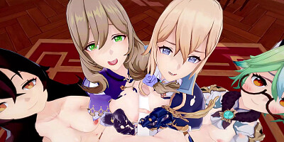 Genshin Impact: The knights of Favonius celebrate Lisa birthday by fucking her.