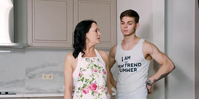 Mature woman is fucking a young lad to keep her secret