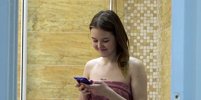 Getting wet in the shower before going for her man