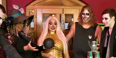 Costume party leads to a mature woman fucking a young man