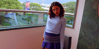 Petite latina Ligia Margarita fingers her cunt