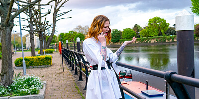 Inked girl sucks a hard cock and rides it in a POV video